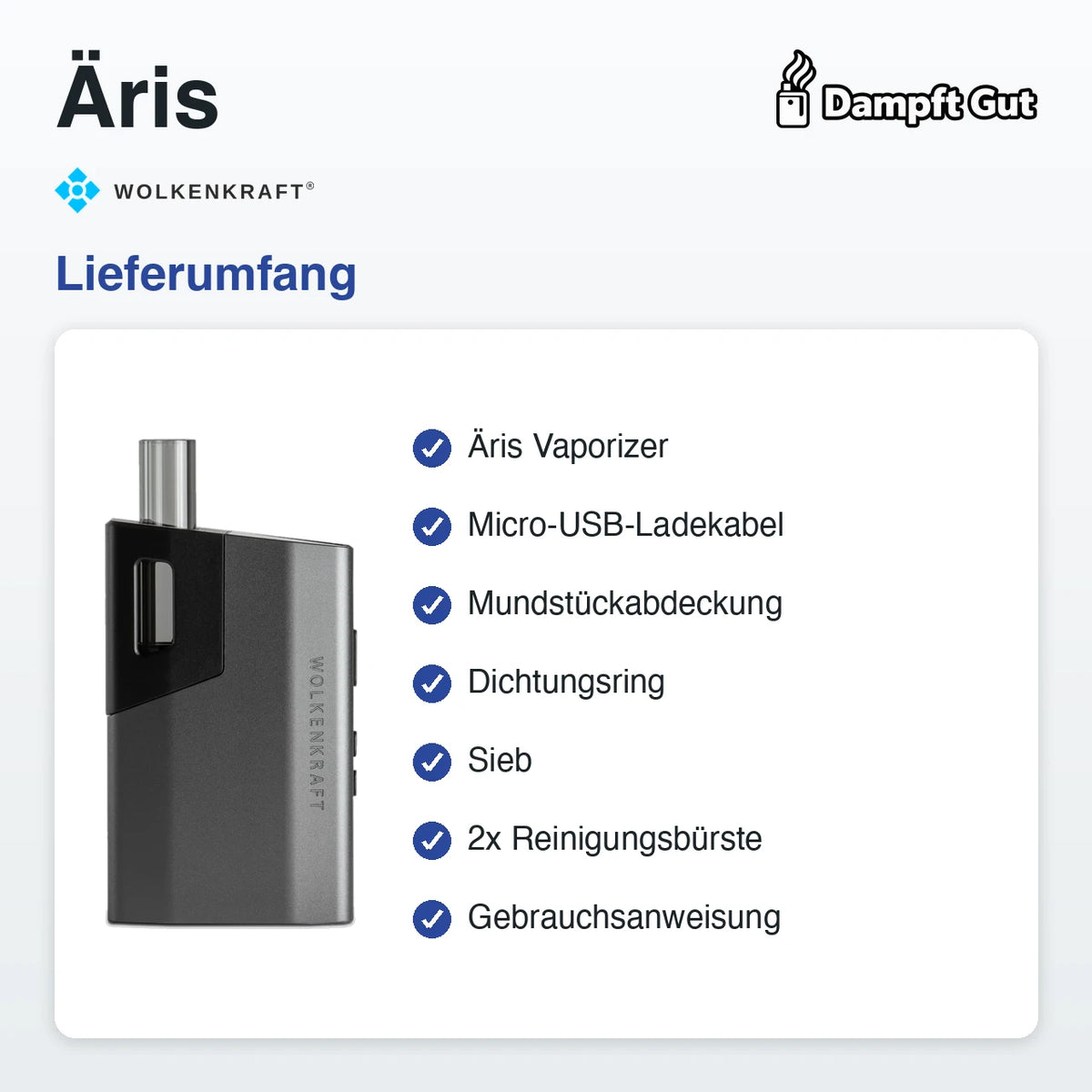 Wolkenkraft Äris Vaporizer – Lieferumfang