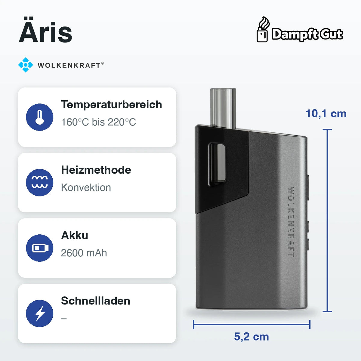 Wolkenkraft Äris Vaporizer – technische Daten auf einen Blick
