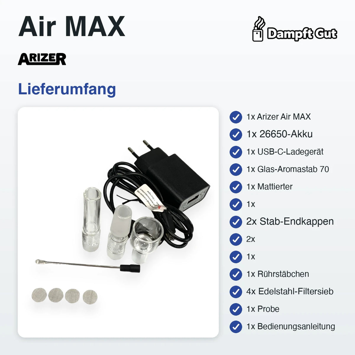 Arizer Arizer Air MAX Vaporizer – Lieferumfang