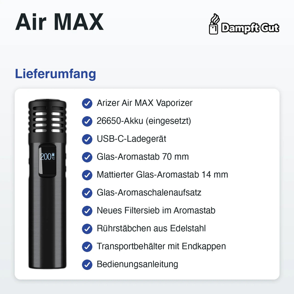 Air MAX Vaporizer – Lieferumfang