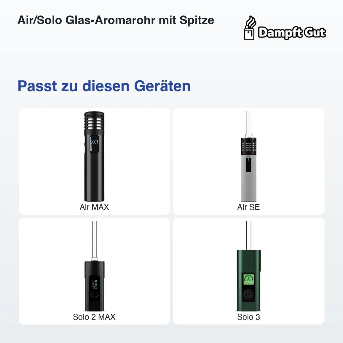 Air/Solo Glas-Aromarohr mit Spitze – passende Geräte: Air MAX, Air SE, Solo 2 MAX, Solo 3