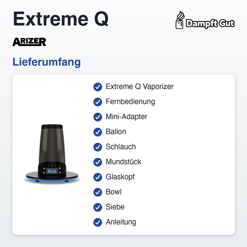 Arizer Extreme Q Vaporizer – Lieferumfang