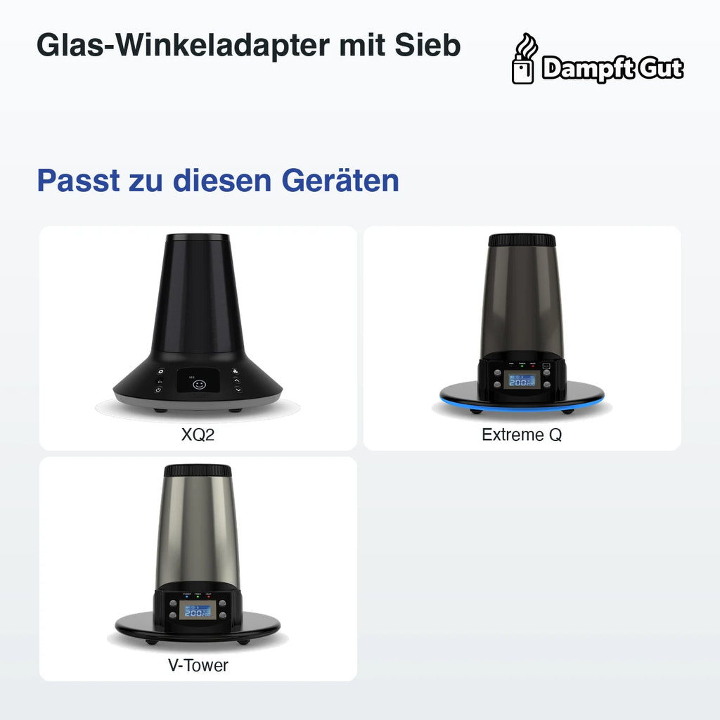Glas-Winkeladapter mit Sieb – passt zu diesen Vaporizern