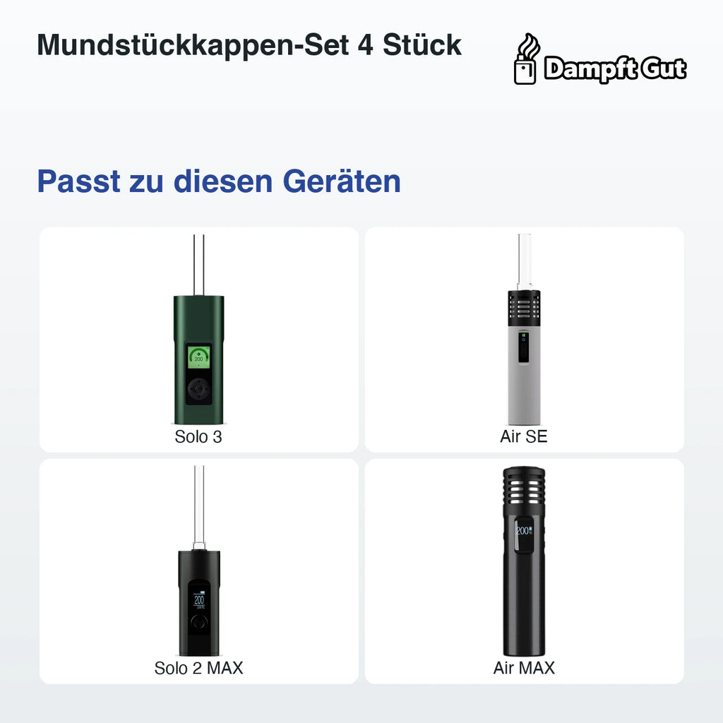 Mundstückkappen-Set 4 Stück – passt zu diesen Vaporizern