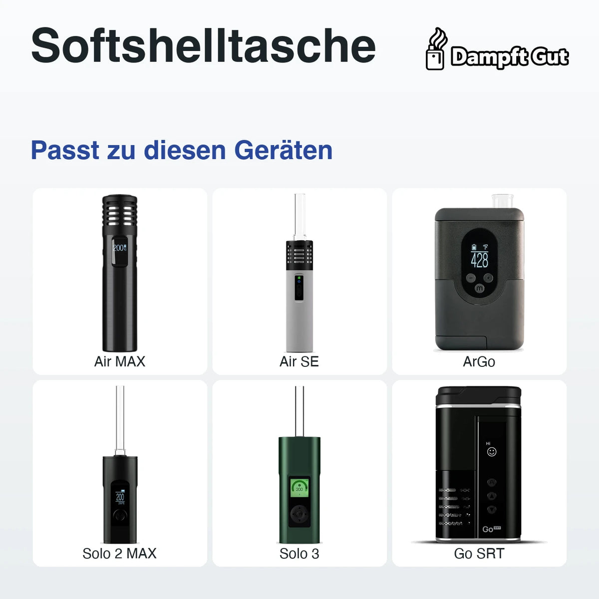 Softshelltasche – passende Geräte: Air MAX, Air SE, ArGo, Solo 2 MAX, Solo 3, Go SRT