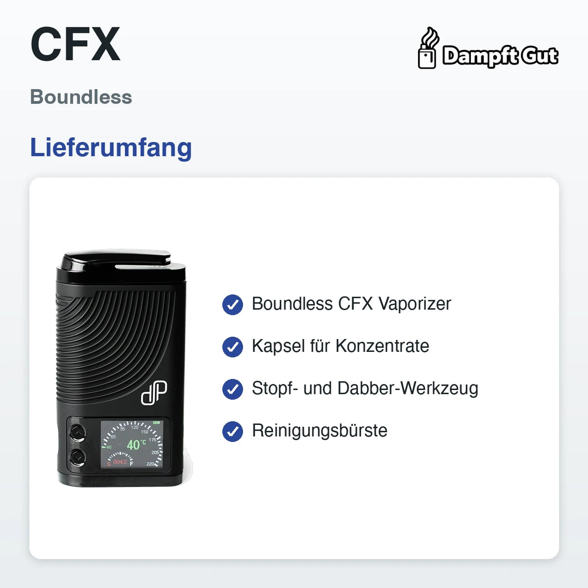Boundless Boundless CFX Vaporizer – Lieferumfang