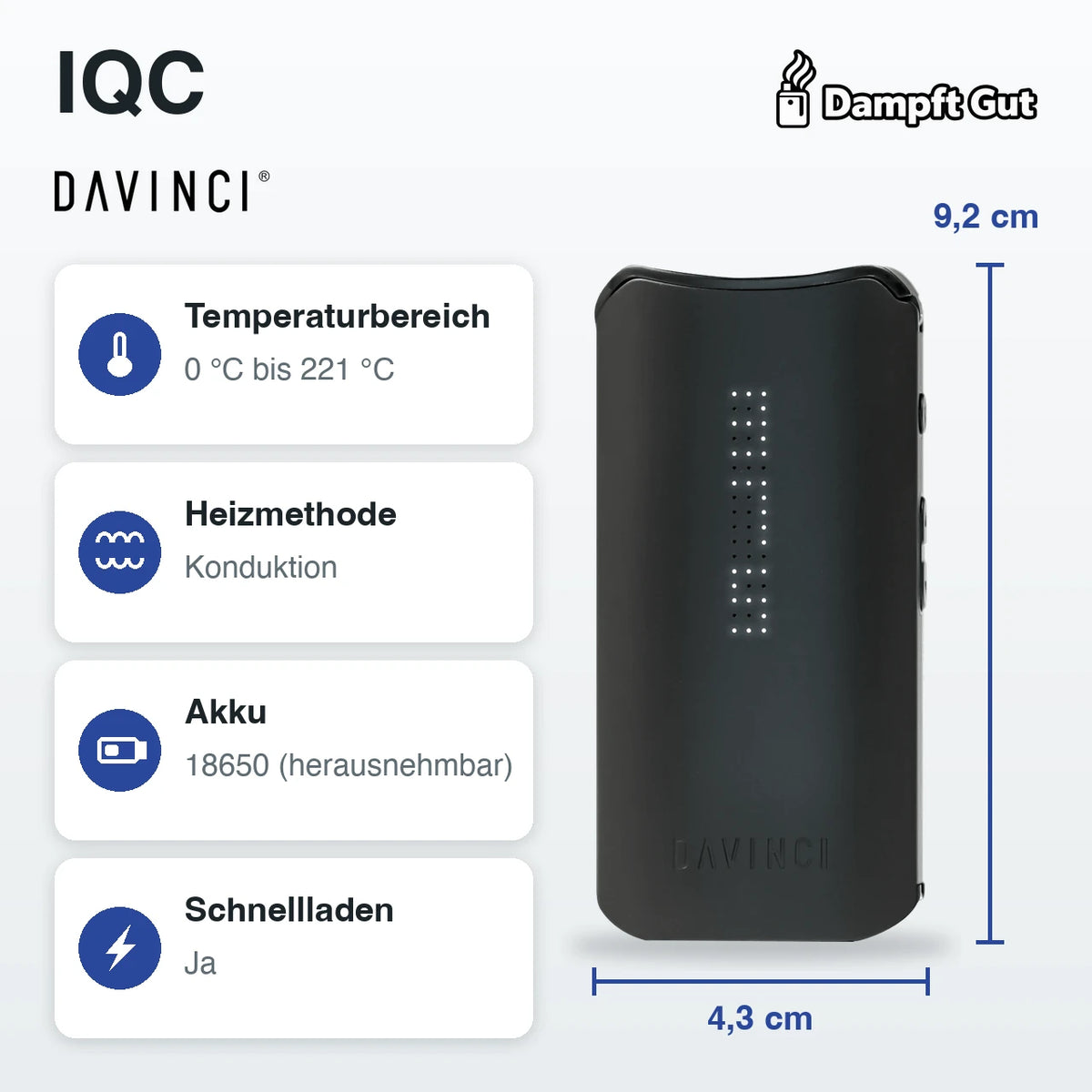 DaVinci DaVinci IQC Vaporizer – technische Daten auf einen Blick