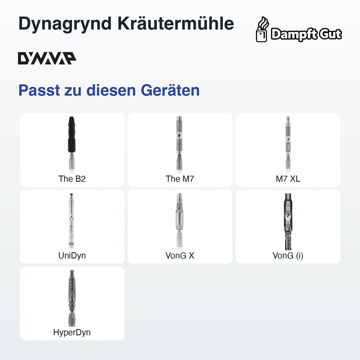 DynaVap Dynagrynd Kräutermühle – passt zu diesen Vaporizern