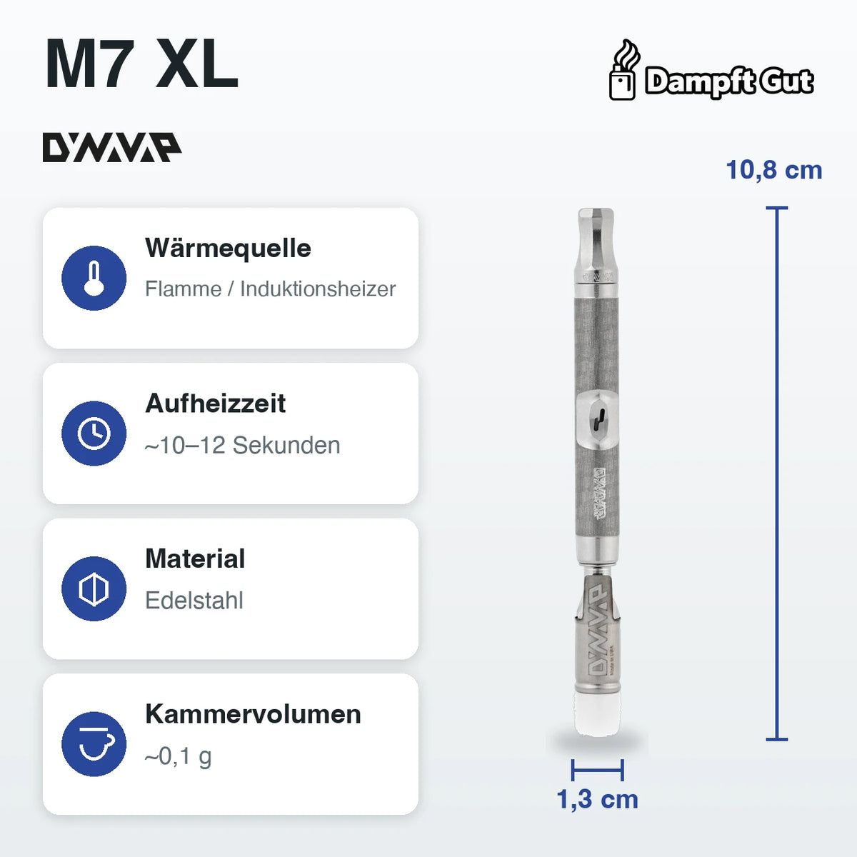 DynaVap DynaVap M7 XL Vaporizer – technische Daten auf einen Blick