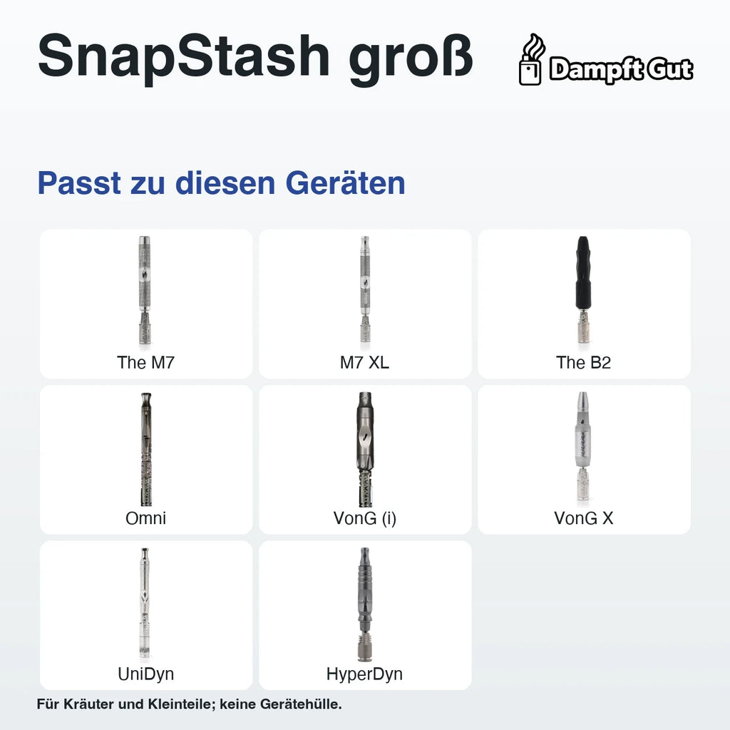 SnapStash groß – passende Geräte: The M7, M7 XL, The B2, Omni, VonG (i), VonG X, UniDyn, HyperDyn; Für Kräuter und Kleinteile; keine Gerätehülle.