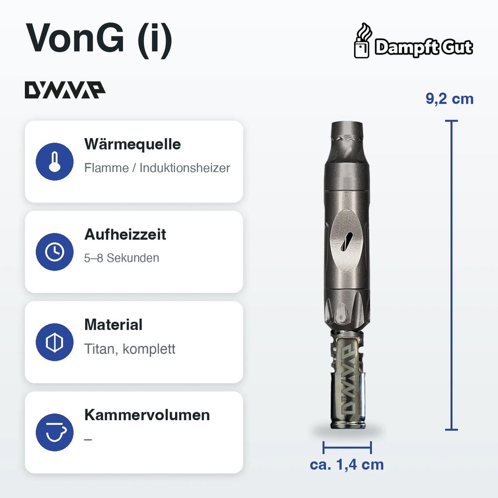 DynaVap DynaVap VonG (i) Vaporizer – technische Daten auf einen Blick