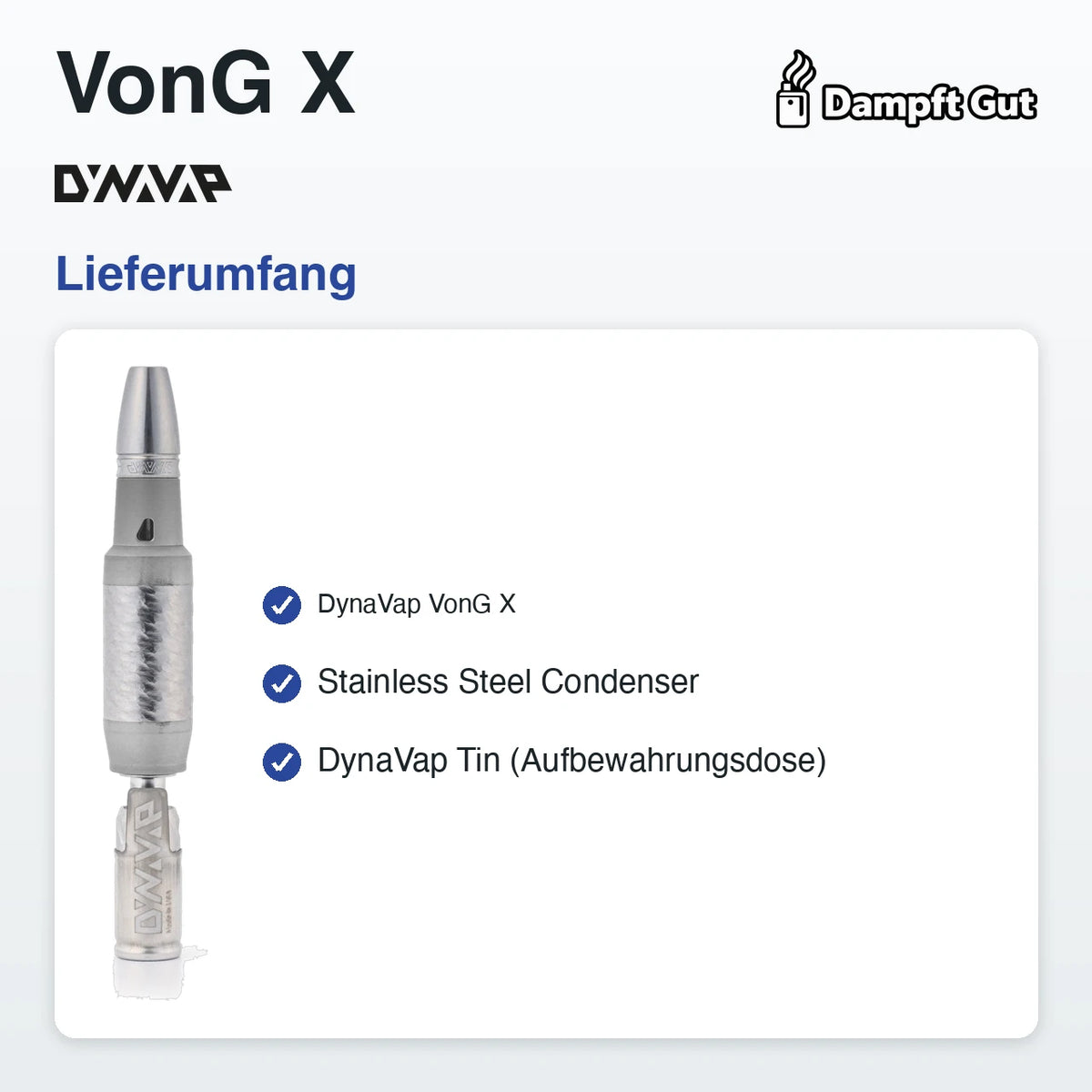 DynaVap DynaVap VonG X Vaporizer – Lieferumfang