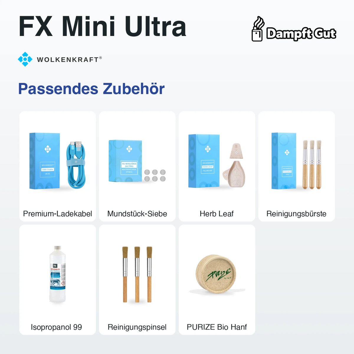 Passendes Zubehör für den Wolkenkraft FX Mini Ultra Vaporizer