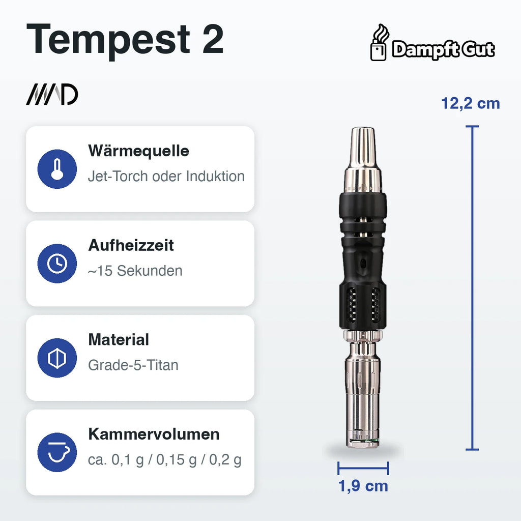 Mad Heaters Mad Heaters Tempest 2 Vaporizer – technische Daten auf einen Blick