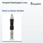 Tempest Rubinkugeln 3 mm – passende Geräte: Tempest 2; 3-mm-Füllung; Kappe und Rückhaltesieb separat.