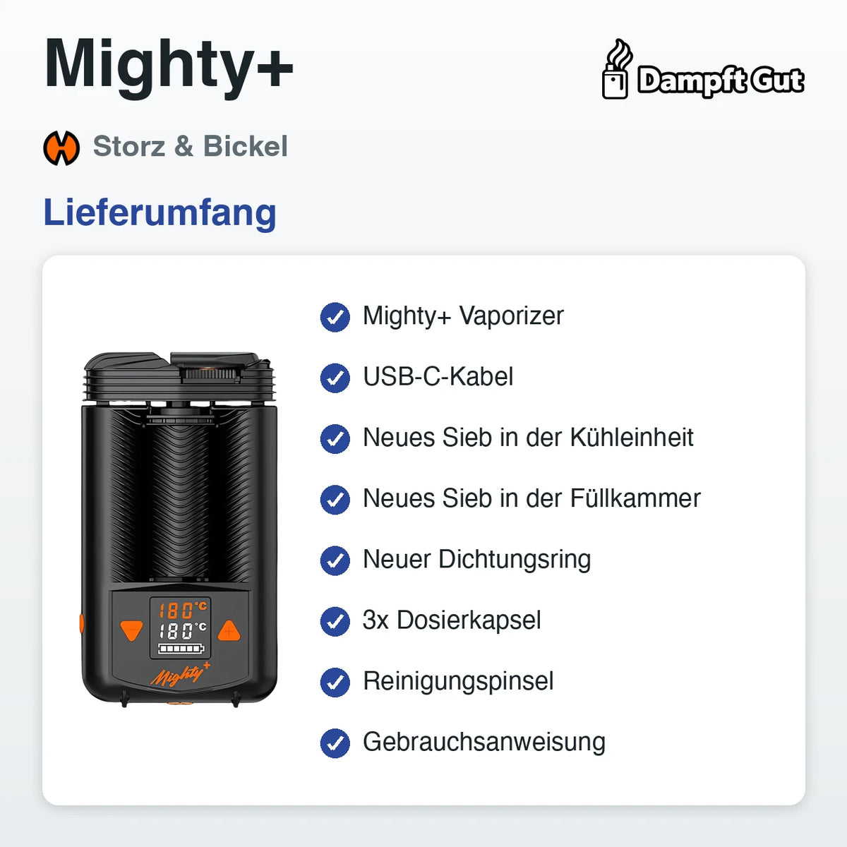 Storz & Bickel Mighty+ Vaporizer – Lieferumfang