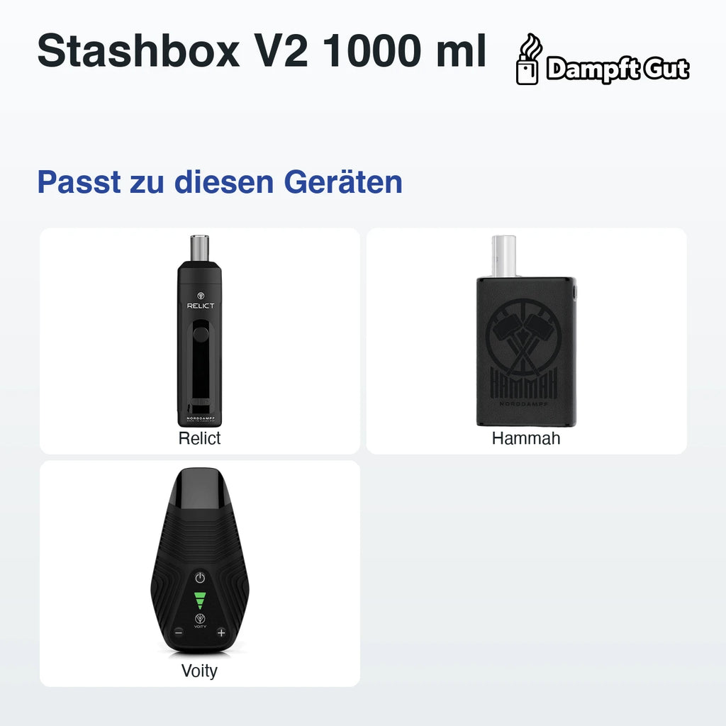 Stashbox V2 1000 ml – passt zu diesen Vaporizern
