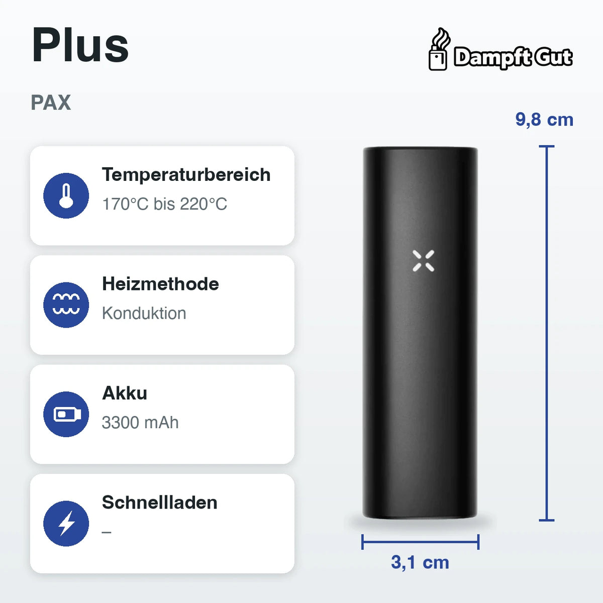 PAX Pax Plus Vaporizer – technische Daten auf einen Blick