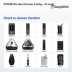 PURIZE Bio Hanf Grinder 2-teilig – 55 mm – passt zu diesen Vaporizern