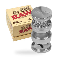 RAW Edelstahl-Grinder 4-teilig mit Box – Zubehör für Vaporizer