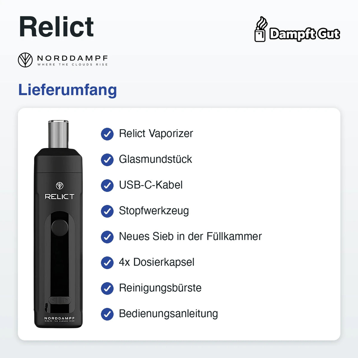 Norddampf Relict Vaporizer – Lieferumfang