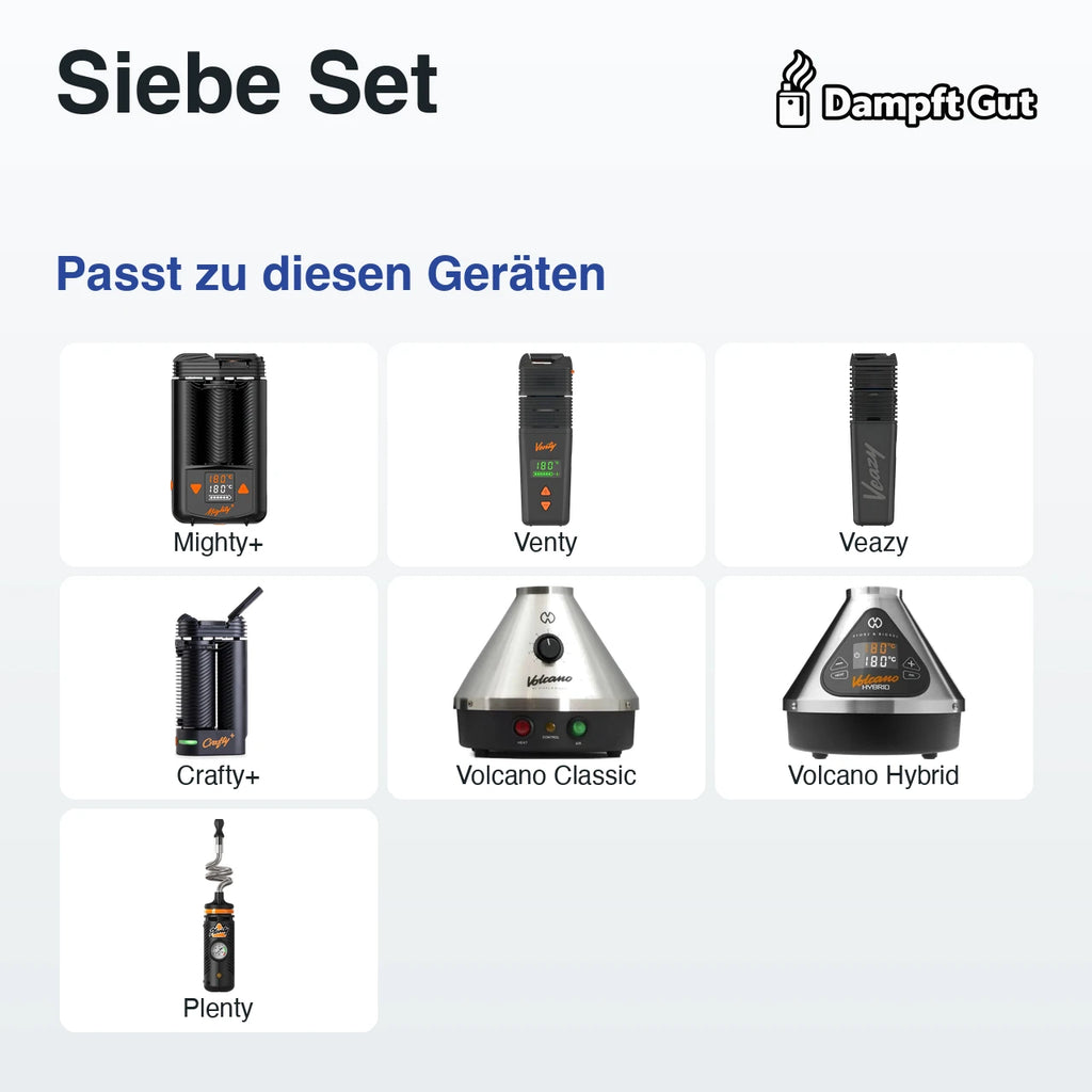 Siebe Set – passt zu diesen Vaporizern