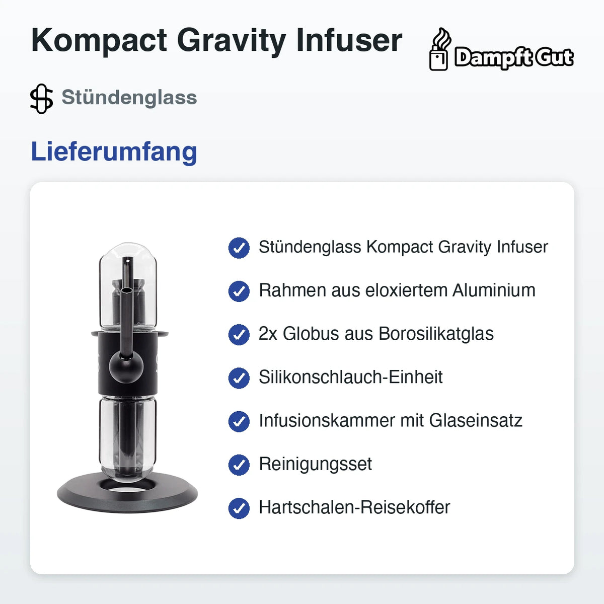 Stündenglass Stündenglass Kompact Gravity Infuser Gravity Infuser – Lieferumfang