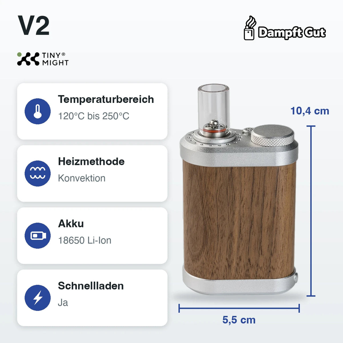 Tinymight Tinymight V2 Vaporizer – technische Daten auf einen Blick