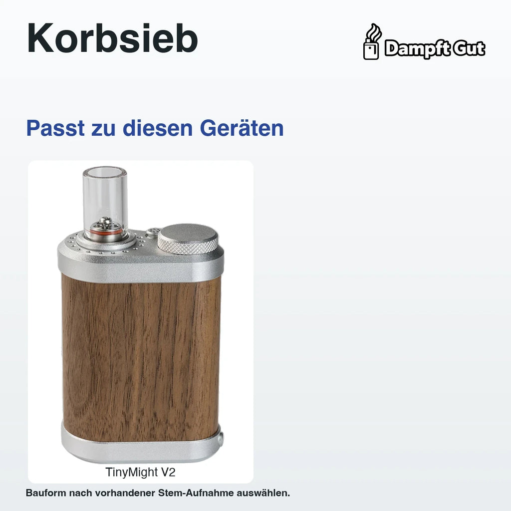 Korbsieb – passende Geräte: TinyMight V2; Bauform nach vorhandener Stem-Aufnahme auswählen.