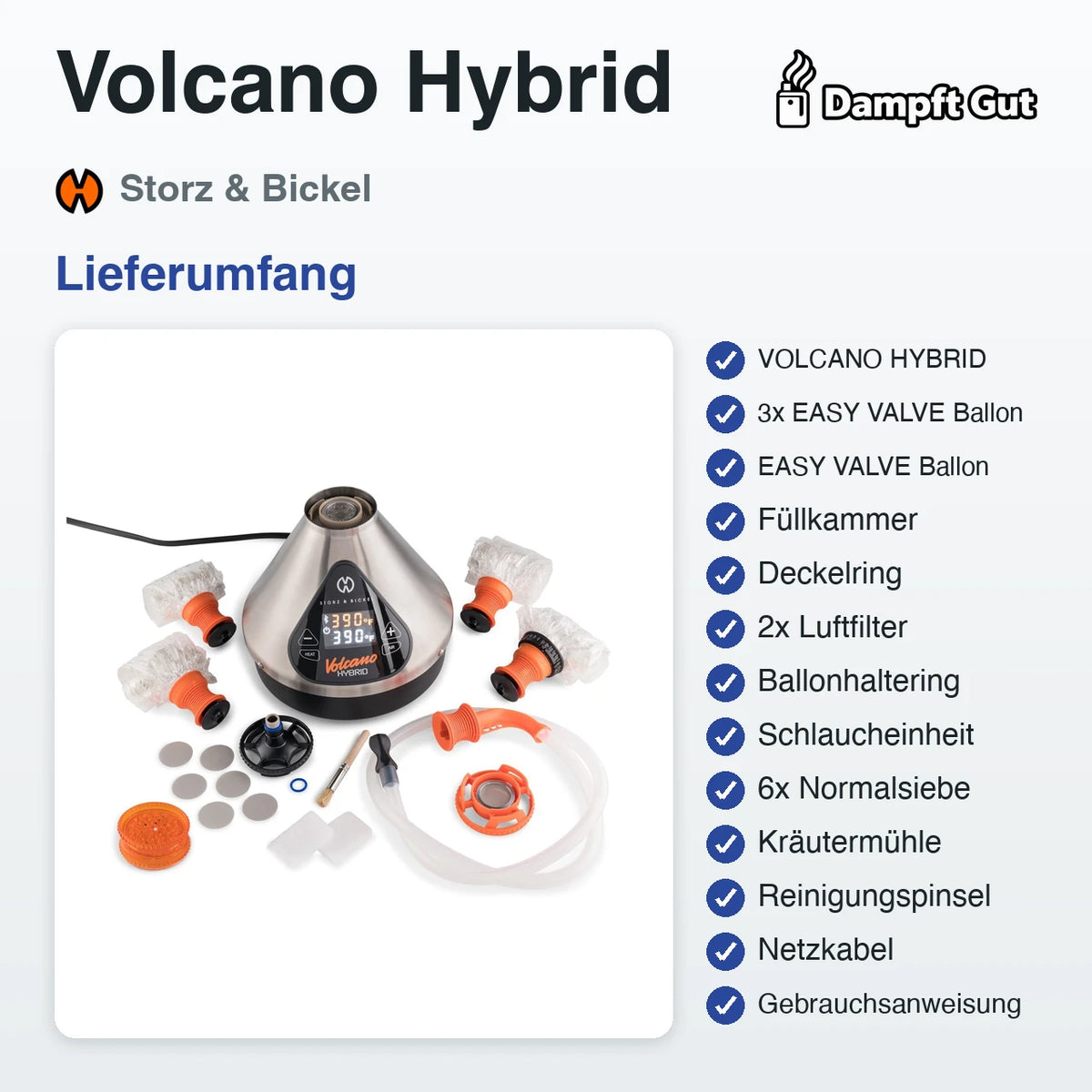 Storz & Bickel Volcano Hybrid Vaporizer – Lieferumfang