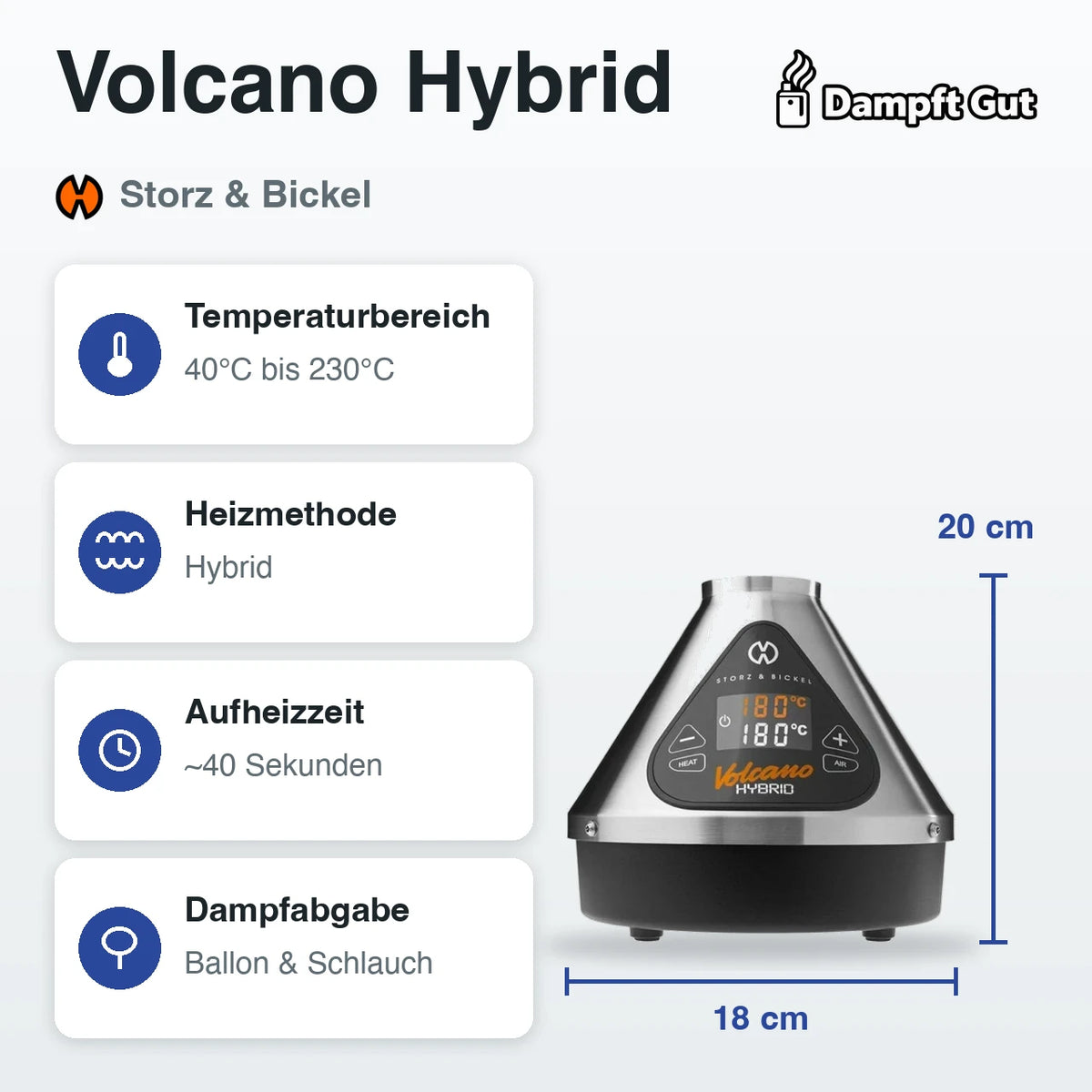Storz & Bickel Volcano Hybrid Vaporizer – technische Daten auf einen Blick