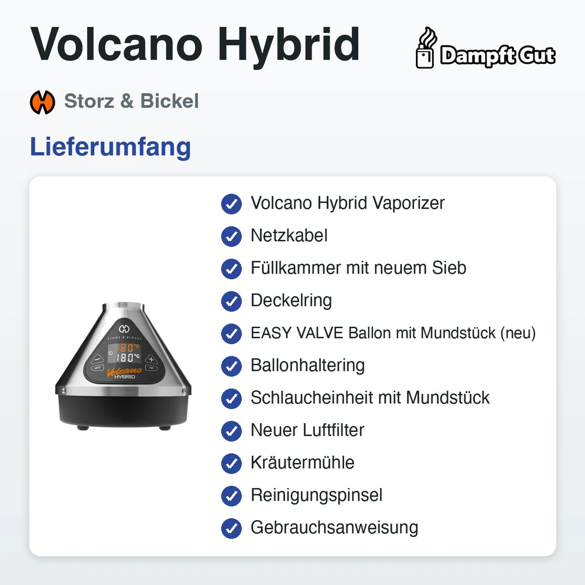 Storz & Bickel Volcano Hybrid Vaporizer – Lieferumfang
