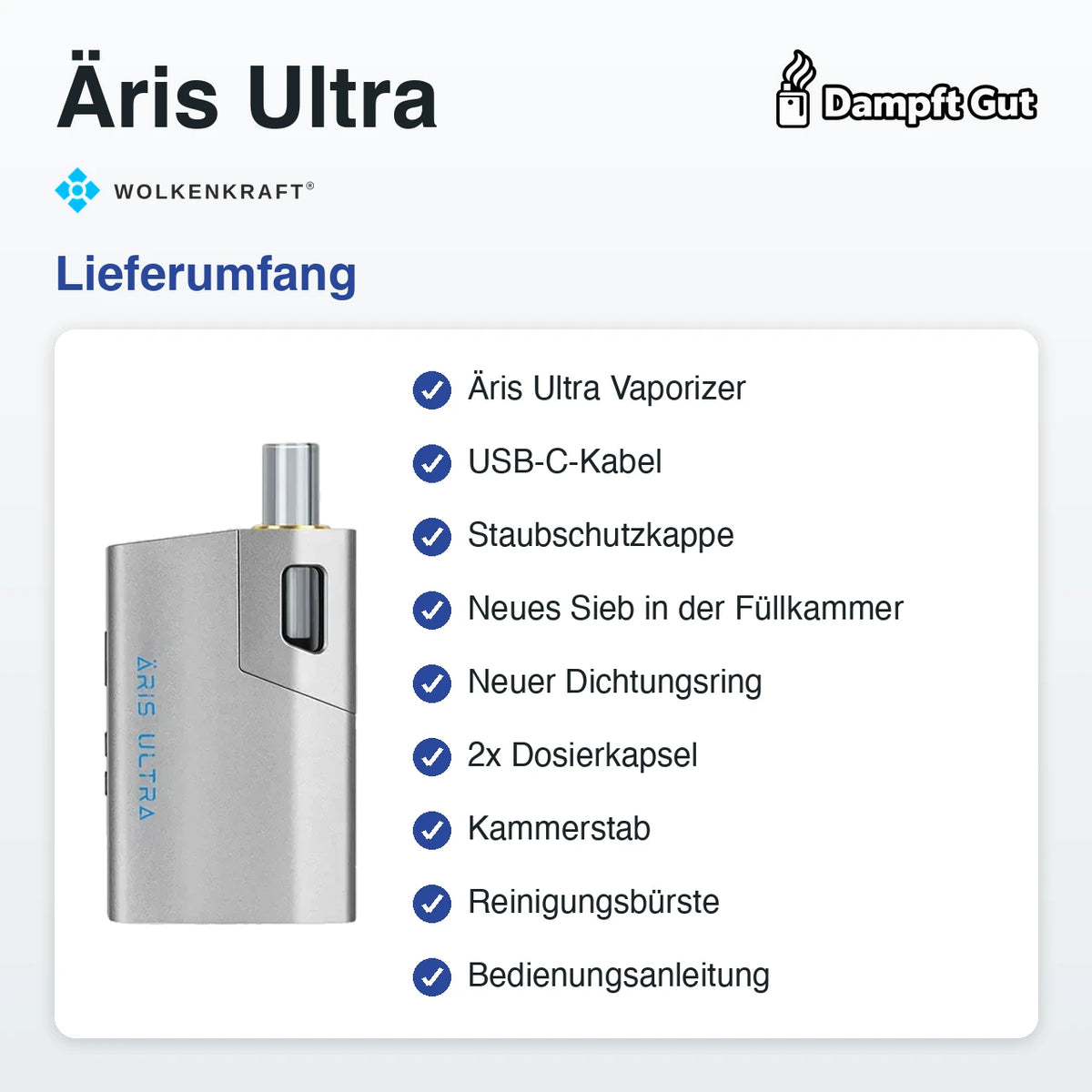 Wolkenkraft Äris Ultra Vaporizer – Lieferumfang