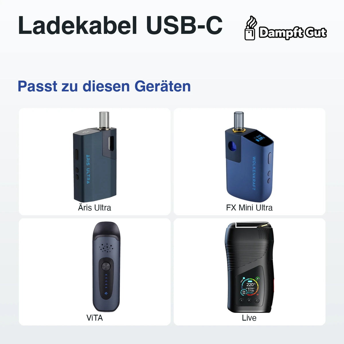 Ladekabel USB-C – passt zu diesen Vaporizern