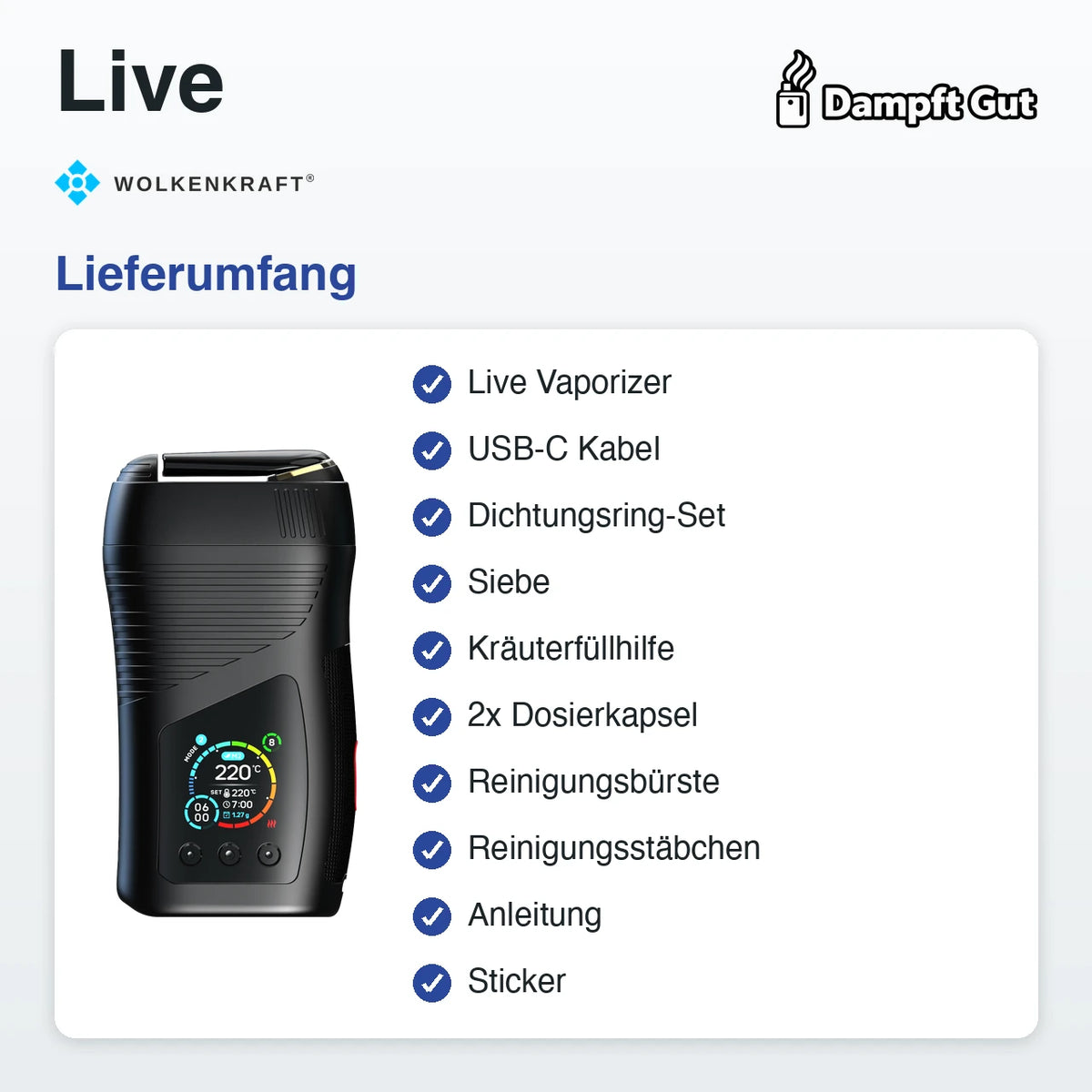 Wolkenkraft Live Vaporizer – Lieferumfang