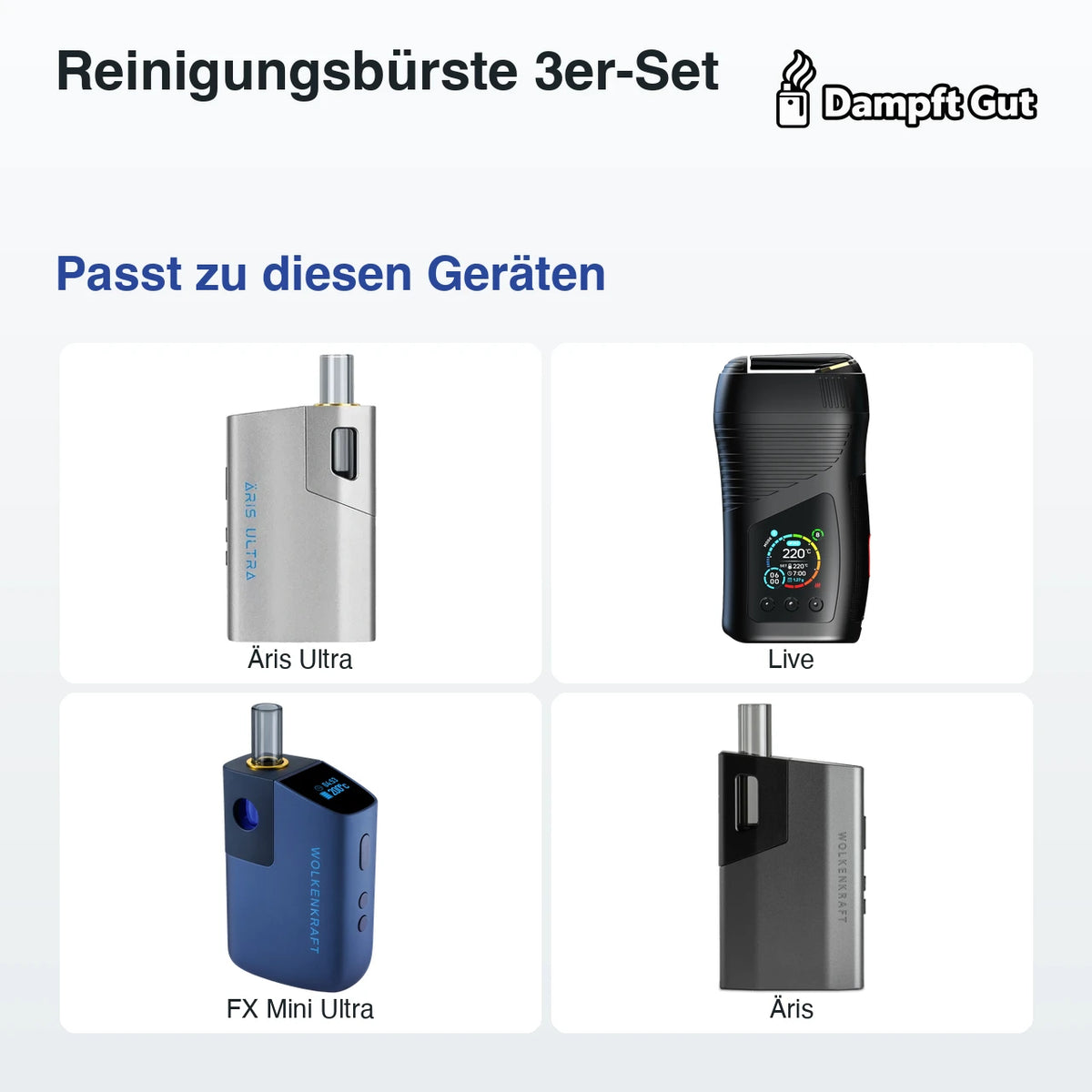 Reinigungsbürste 3er-Set – passt zu diesen Vaporizern