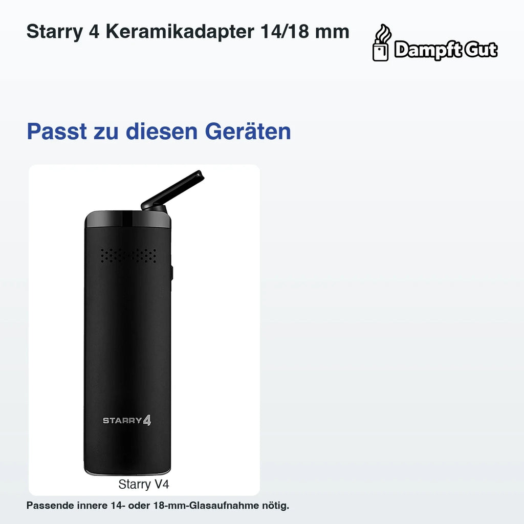 Starry 4 Keramikadapter 14/18 mm – passende Geräte: Starry V4; Passende innere 14- oder 18-mm-Glasaufnahme nötig.