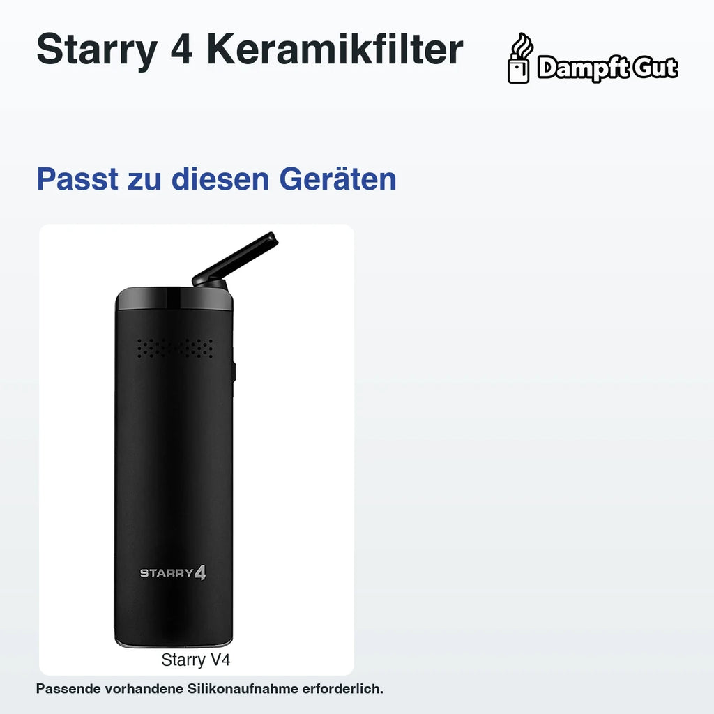Starry 4 Keramikfilter – passende Geräte: Starry V4; Passende vorhandene Silikonaufnahme erforderlich.