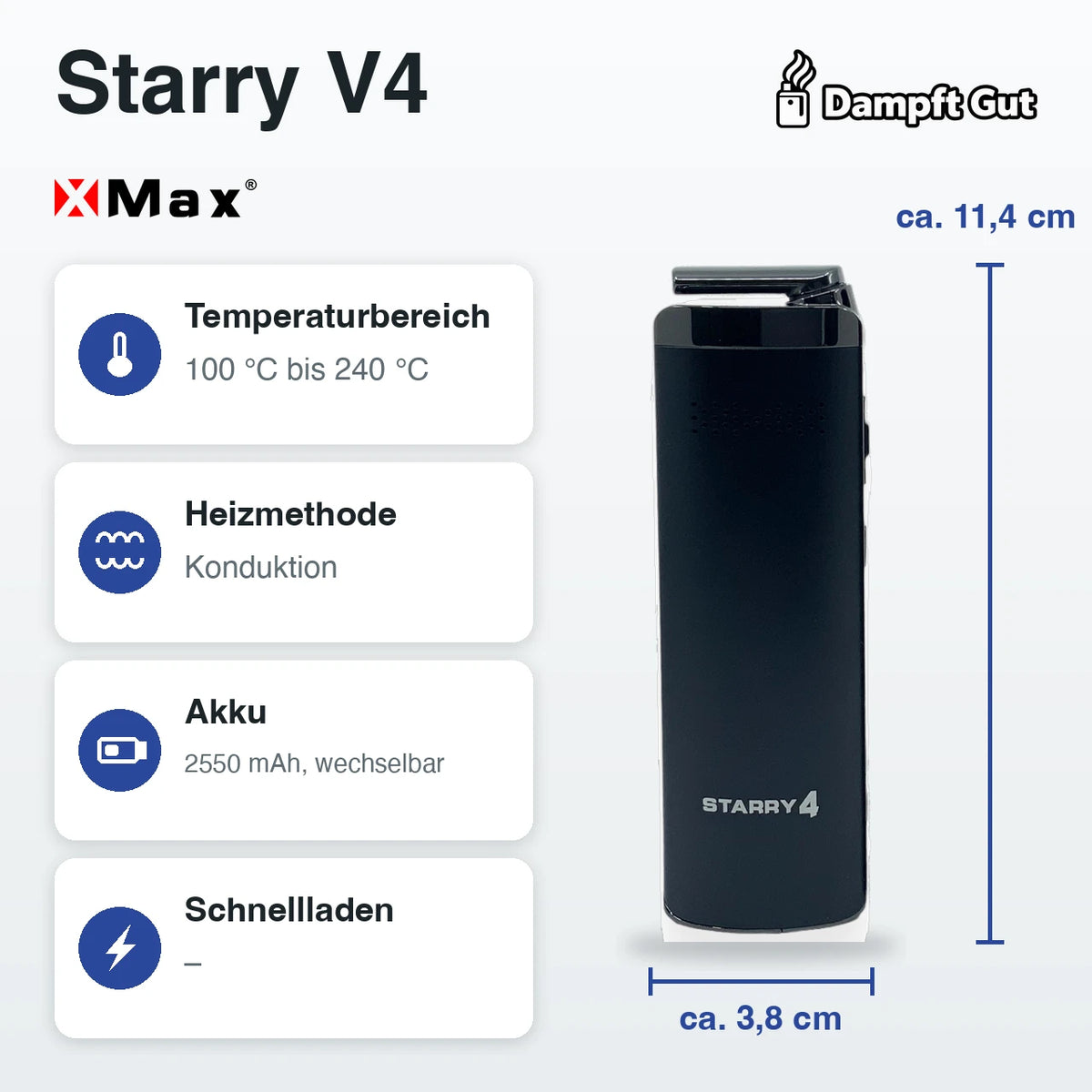 XMAX XMAX Starry V4 Vaporizer – technische Daten auf einen Blick