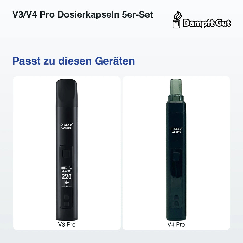 V3/V4 Pro Dosierkapseln 5er-Set – passt zu diesen Vaporizern