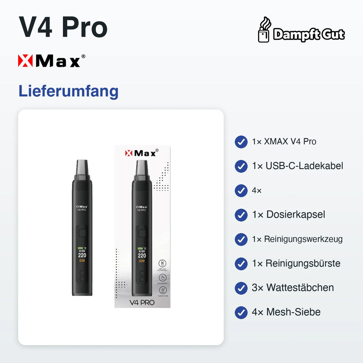 XMAX XMAX V4 Pro Vaporizer – Lieferumfang