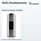 Roffu Ersatzkammer – passende Geräte: XLUX Roffu; Eine Kammer in Glas oder Edelstahl; Gerät separat.